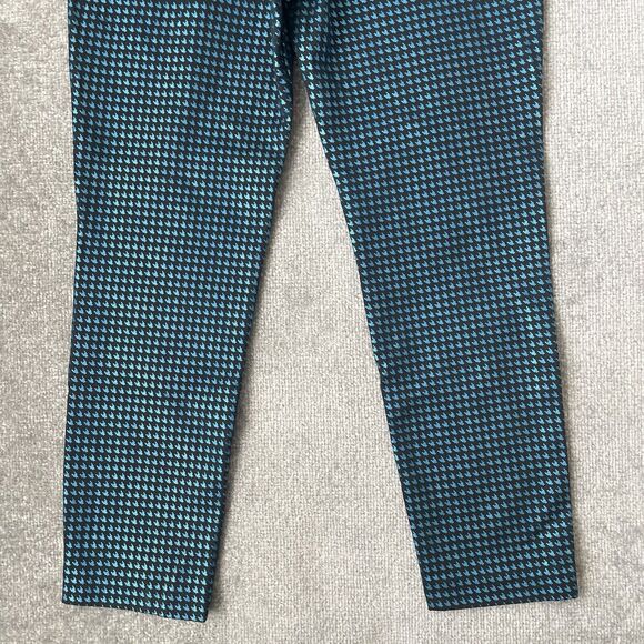 Old Navy Pants Womens 8 Black Metallic Blue Houndstooth Pixie Stretch Shimmer - Picture 12 of 12